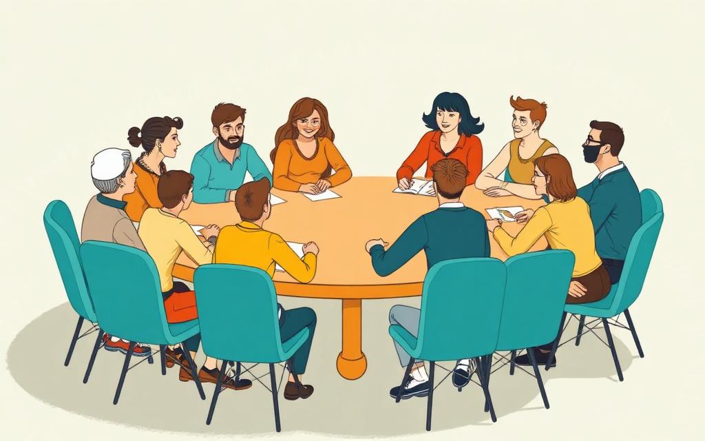 חברי ועדות יושבים סביב שולחן